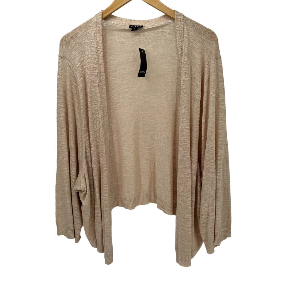 Torrid‎ Sweater Womens 6X Slub Shrug Crop Knit Open 3/4 Sleeve Coastal NEW